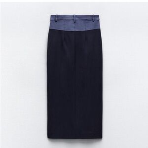 Zara Skirt high waist and contrasting waist. Front pockets. Slit at hem NWT❣️